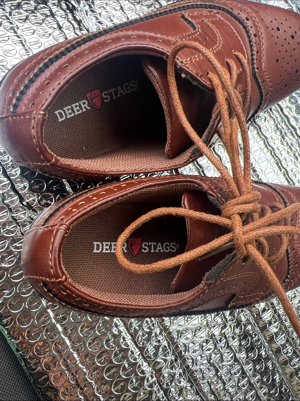 Deer Stags Boys Brown Wingtip Dress Shoes